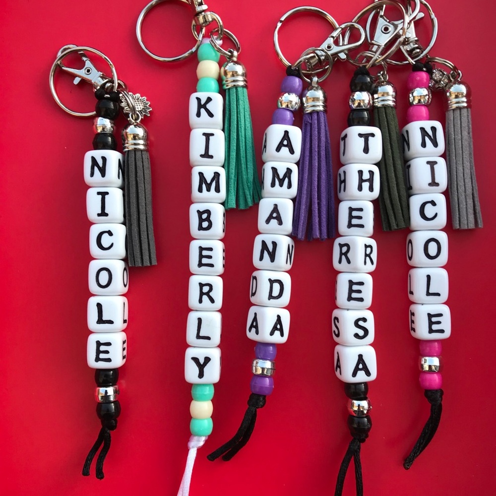 Any Name Personalized Key Chains with Tassel&Charm